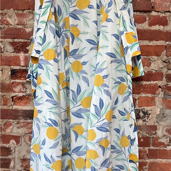 Printfresh Multicolor Lemon Print Kimono Cotton Robe - Picture 6 of 9